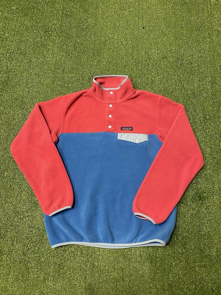 Patagonia Synchilla Women's Size Medium Snap T Fleece Pink/Blue MARKED Outdoor - Image 1 of 4