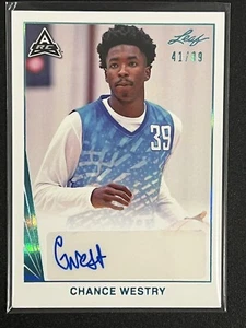 2021-22 Leaf Memories 1990 Base Auto Chance Westry #BA-CW1 Auto /99 Aqua - Picture 1 of 2