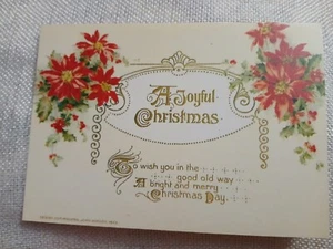John Winsch A Merry Christmas Holly Poinsettia Flowers Embossed Postcard 1913 - Picture 1 of 3