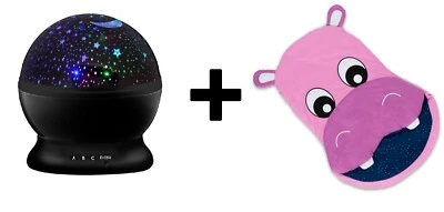 MARKENLOS LED Sternenlicht Nachtlicht Schwarz + Schlafsack Hippo -- Retourenware--
