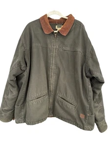 Vintage Saf T Bak XXXL Barn Coat Canvas Workwear Jacket Brown Corduroy Collar - Picture 1 of 15