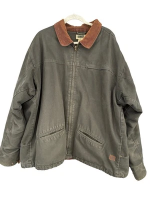 Vintage Saf T Bak XXXL Barn Coat Canvas Workwear Jacket Brown Corduroy Collar - Image 1 of 4