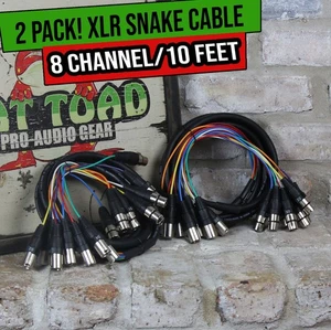 (2x Set) XLR Snake Wires 8 Channel 10 FT | Microphone DMX Hub DJ Digital Mixer - Picture 1 of 12