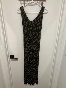 Banana Republic Damen gemustertes Maxikleid, schwarz/khaki, Small - Bild 1 von 3