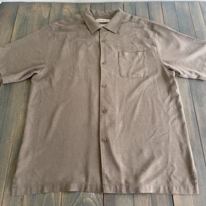 Camisa de campamento Tommy Bahama ajuste original botón 100 % seda gris oscuro para hombre XL (MM) - Imagen 1 de 8