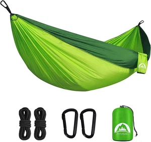 Doppel Camping Hängematte leichter Fallschirm Nylon mit Baumgurten - Bild 1 von 12