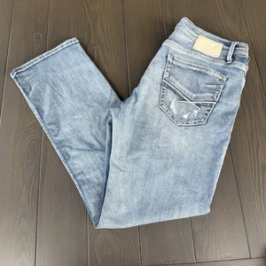 Pantalones de mezclilla elásticos premium azul lavado claro 36x32 BKE con hebilla Jake rectos para hombre - Imagen 1 de 15