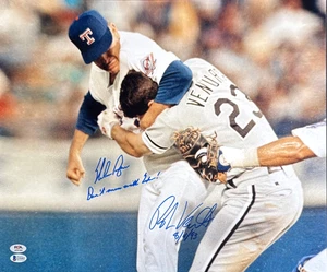 Nolan Ryan Robin Ventura Signed 16x20 The Fight Photo W Insc PSA BAS - Picture 1 of 2