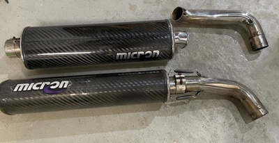 2 Micron Motorcycle Exhaust Mufflers - Image 1 of 4