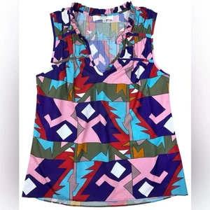 Blusa sin mangas Crosby by Mollie Burch colorida con estampado geométrico para mujer pequeña - Imagen 1 de 7