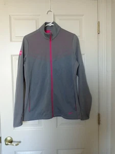 Nike Golf Jacket Womens L Gray/Pink Dri-FIT Full Zip Thumbholes 779804-065 - Picture 1 of 11