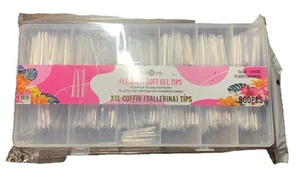 Adoro 600pcs Flexi Fit Soft Gel Tips XXL Coffin Ballerina Tip Extra Long Nails - Picture 1 of 1