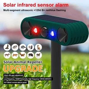 New Solar Outdoor Motion Sen-sor Alarm-129db Loud Siren Lamp Noise Maker,4 Modes - Picture 1 of 17