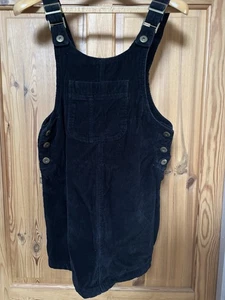 Denim Co Size 12 Short Black Corduroy Pinafore Dungaree Dress - Picture 1 of 2