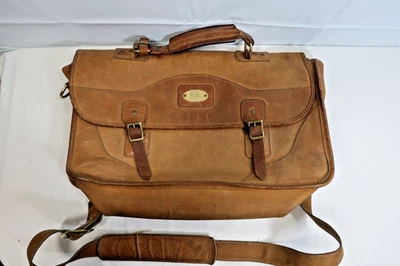 Vintage GOKEY Company Bronzeado Sela Pesada 100% Couro Pasta/Bolsa Mensageiro - Imagem 1 de 4