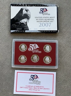 2007 U.S. Mint State Quarters SILVER Proof Set with OGP & COA Quarter - Image 1 of 2