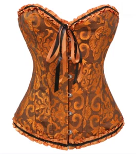 Broccato e perizoma corsetto disossato cincher vita donna - arancione - piccolo (CST13) - Foto 1 di 2