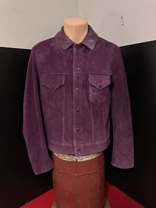 Levi LVC Big-E Roughout Suede Trucker Jacket Purple Sml. Grunge,Cool,Stylish, - Picture 1 of 17