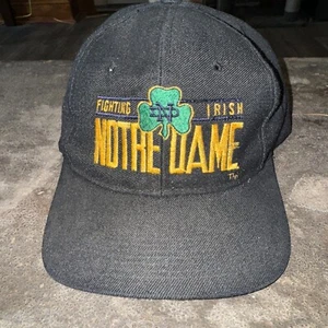 Vtg Notre Dame Fighting Irish Cap Spell Out Logo Snap Back Baseball Youngan Hat - Picture 1 of 7