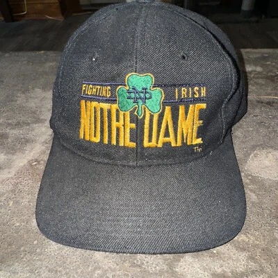 Vtg Notre Dame Fighting Irish Cap Spell Out Logo Snap Back Baseball Youngan Hat - Image 1 of 4