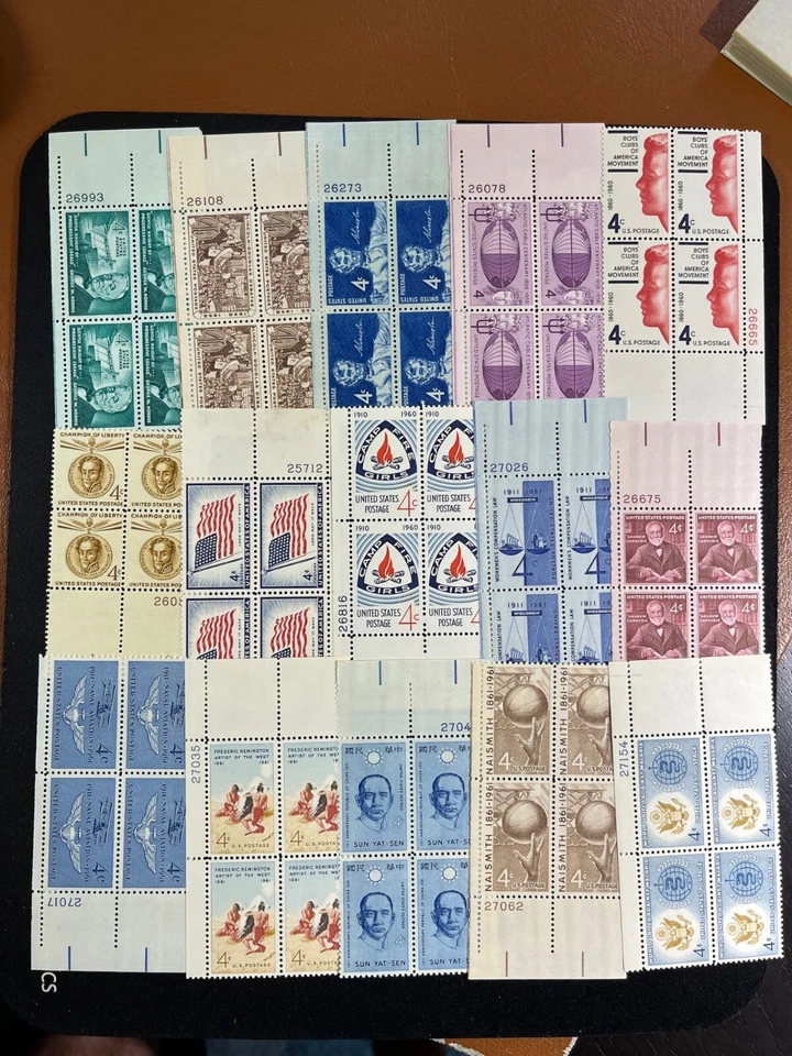 United States 1958-1962 VF MNH 15 Different 4¢ Plate Blocks - Image 1 of 1