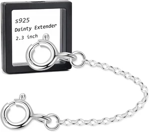 Necklace Extender Sterling Silver for Women 925 Bracelet Safety Security Extensi - Picture 1 of 12