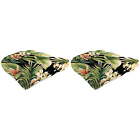 2 Pack Cypress Midnight Black Leaves Square Tufted Outdoor Wicker Seat Cushion