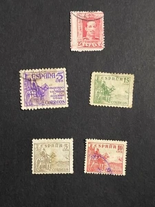 SPAIN 25 CORREOS STAMP WITH ERROR PLUS 4 STAMPS WITH DIFFERENT DENOMINATIONS - Picture 1 of 2