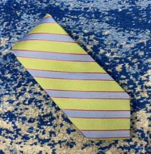 Corbata Cape Cod verde rosa azul blanco rayas sesgadas 100 % seda - Imagen 1 de 5