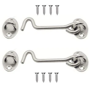 2 Pack 4" Door Lock Cabin Hook Eye Latch Stainless Steel Gate Latch Lock for ... - Picture 1 of 5