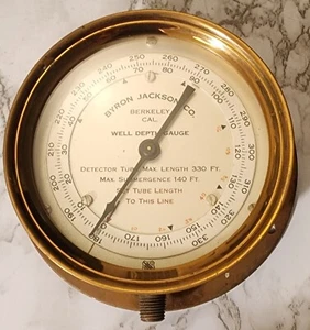 Vtg Brass Well Depth Gauge Byron Jackson Co. Berkeley CA Dept Of Agriculture - Picture 1 of 10