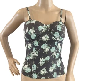 Full Tilt Juniors Retro Pinup Corset Top Bustier Smocked Back Size M - Picture 1 of 4
