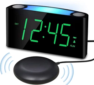 Extra Loud Vibrating Alarm Clock with Bed Shaker for Heavy Sleeper Deaf Hard Of - Picture 1 of 12
