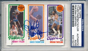1980-81 Topps TERRY TYLER DAVID THOMPSON HOF BRIAN TAYLOR Triple Signed PSA/DNA