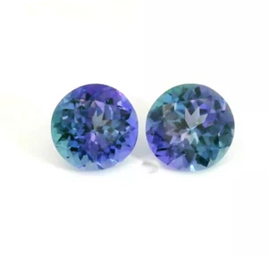 2.48 carats - Natural  Round Peacock tanzanite pair for earrings loose gemstone - Picture 1 of 4