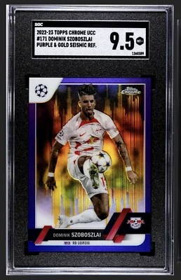 2023 Topps Chrome 171 Dominik Szoboszlai Purple And Gold Seismic SGC 9.5 Pop 1 - Image 1 of 2