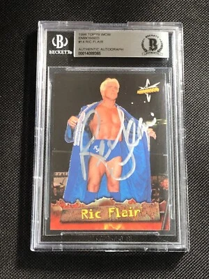 RIC FLAIR 1999 TOPPS WCW EMBOSSED SIGNED AUTOGRAPHED CARD BECKETT BAS AUTHENTIC - Image 1 of 2