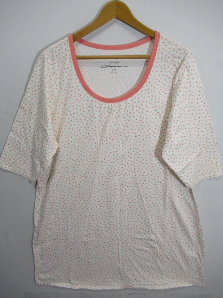 Cacique Night Shirt Pajama Top Plus Size 22/24 Cotton 3/4 Sleeve - Image 1 of 4