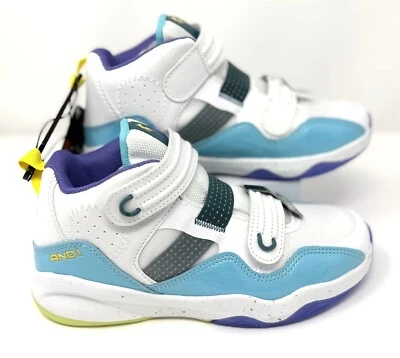 AND1 Glow In The Dark Athletic Shoes Size Youth 5 Aqua White Adjustable Sneakers - Image 1 of 4