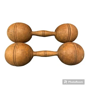 Wooden Dumbells- 1 lb each, antique weight equipment-Wood, Retro Gym - Picture 1 of 4