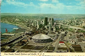  Postcard Seattle WA King County Stadium 1976  Seahawks Football Aerial City NFL - Picture 1 of 3