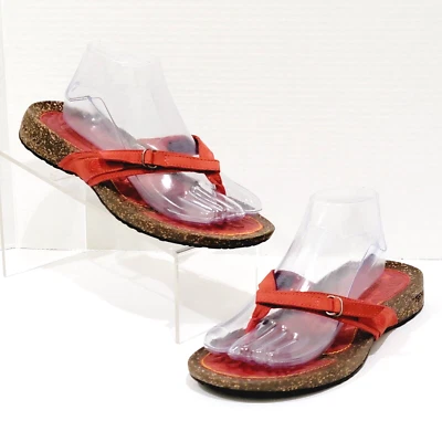 Teva Ventura Flip Flops Womens Size 9 Red Leather Cork Thong Toe Post Sandals - Image 1 of 4