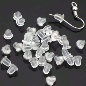 100Pcs 5mm Soft Rubber Earring Backs - Secure Fit for Stud Earrings-NEW - Picture 1 of 7