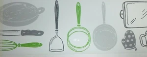 Lime Green Kitchen Border - Utensils Frieze - Self Adhesive Splashback 27151204 - Picture 1 of 2