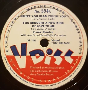 V-Disc No.594 Frank Sinatra-Perry Como- Martha Tilton 12" 78Rpm - Picture 1 of 10