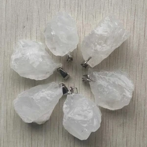 10pcs Natural White Crystal Stone Gemstones Necklace Pendant Chakra Healing DIY - Picture 1 of 4