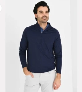 Peter Millar Men's Medium Crown Sport Arctic Light Performance 1/4 Zip Navy $130 - Picture 1 of 8
