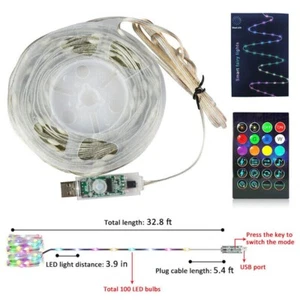 100 LED Fairy Lights String Rope Light USB Remote Bedroom Tent Wedding Smart App - Picture 1 of 8