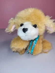 Puppy Puppy Puppies Tan White Cream Plush Dog with Blue Bow 1993 Tyco Vintage - Picture 1 of 11