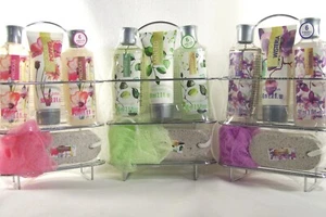 Bath Spa Set Shower Gel Body Lotion Cream Bath Puff Pumice Stone Rack - Picture 1 of 11